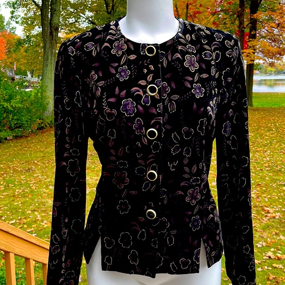 Leslie Fay black velvet jacket 14P - Picture 1 of 9